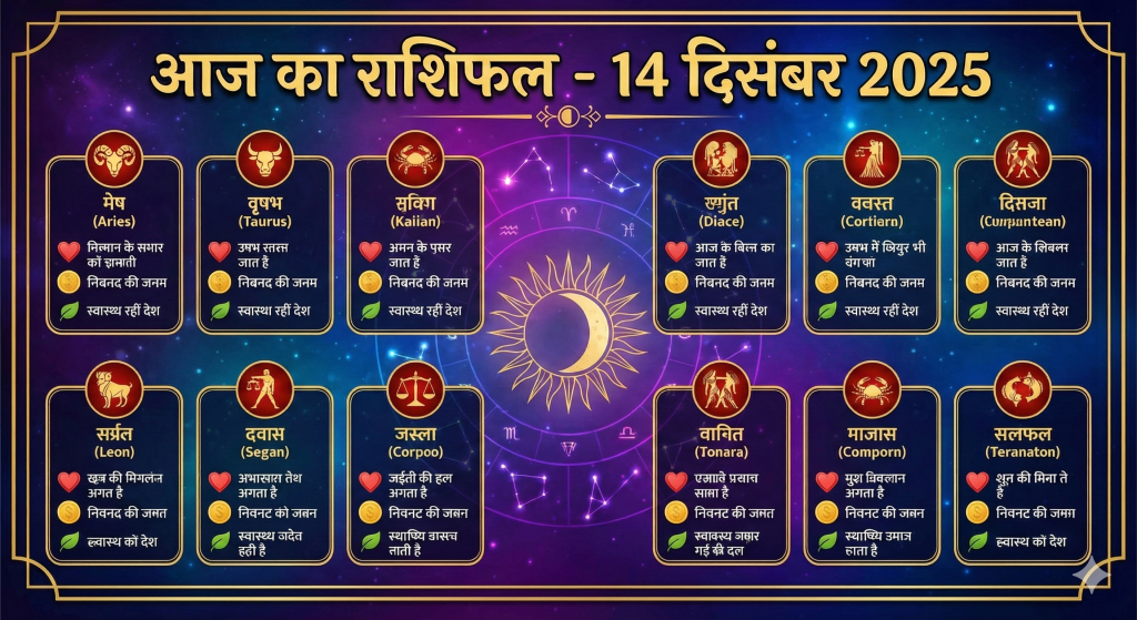 Aaj Ka Rashifal 14 December 2025: आज का राशिफल | Daily Horoscope 5 Aaj Ka Rashifal 14 December 2025 Daily Horoscope